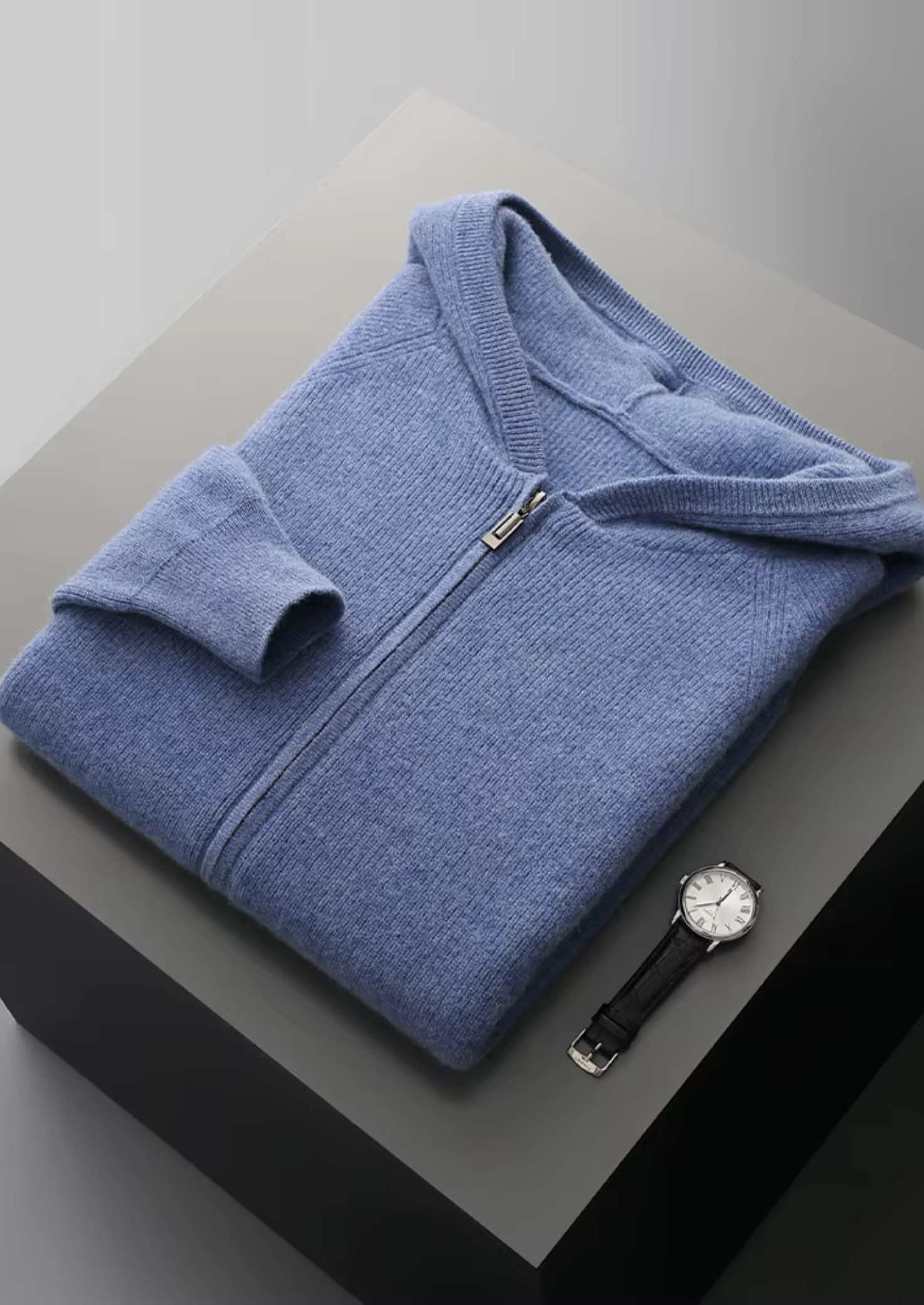 PURE EXTRA-JEMNÁ MERINO VLNA ŽEBROVÁ S MYSLÍ ZIP HOODIE