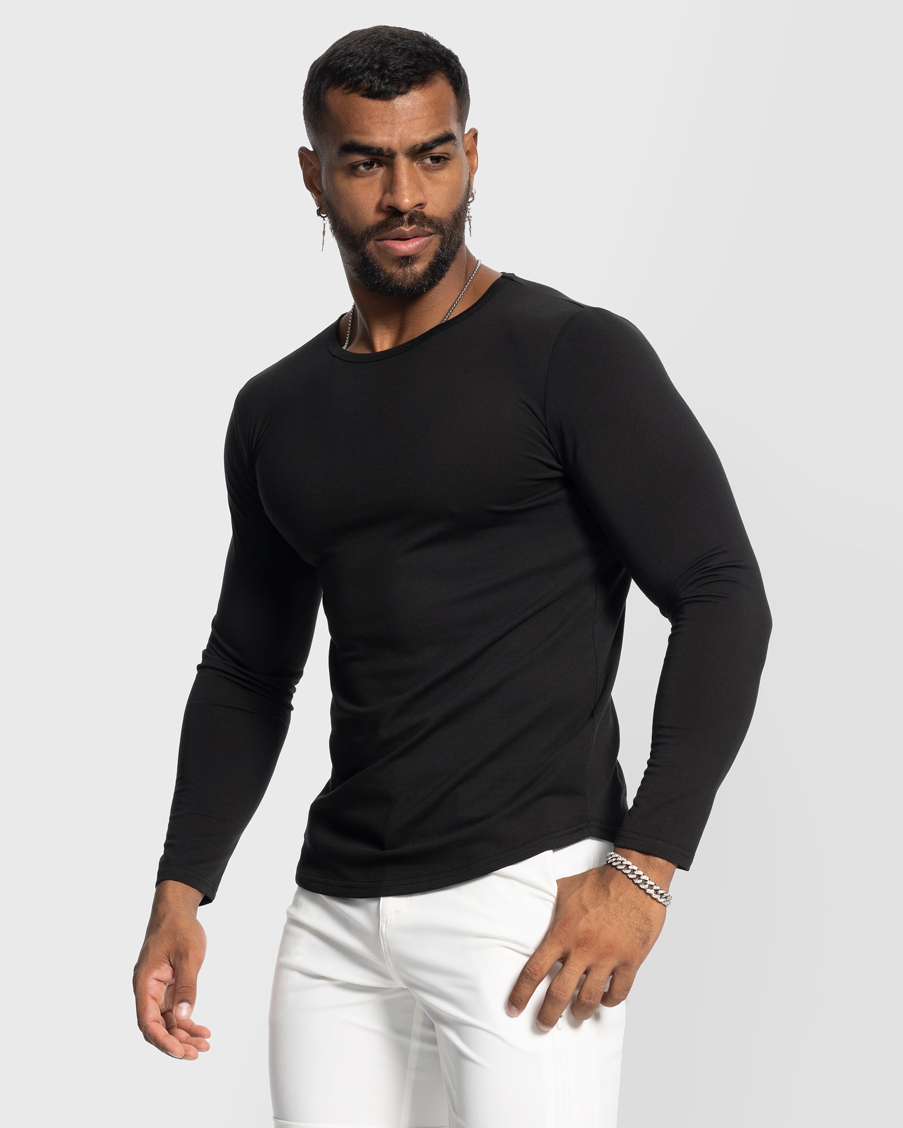 All Day Elite Curve-Hem Tee Stretch Long Sleeve