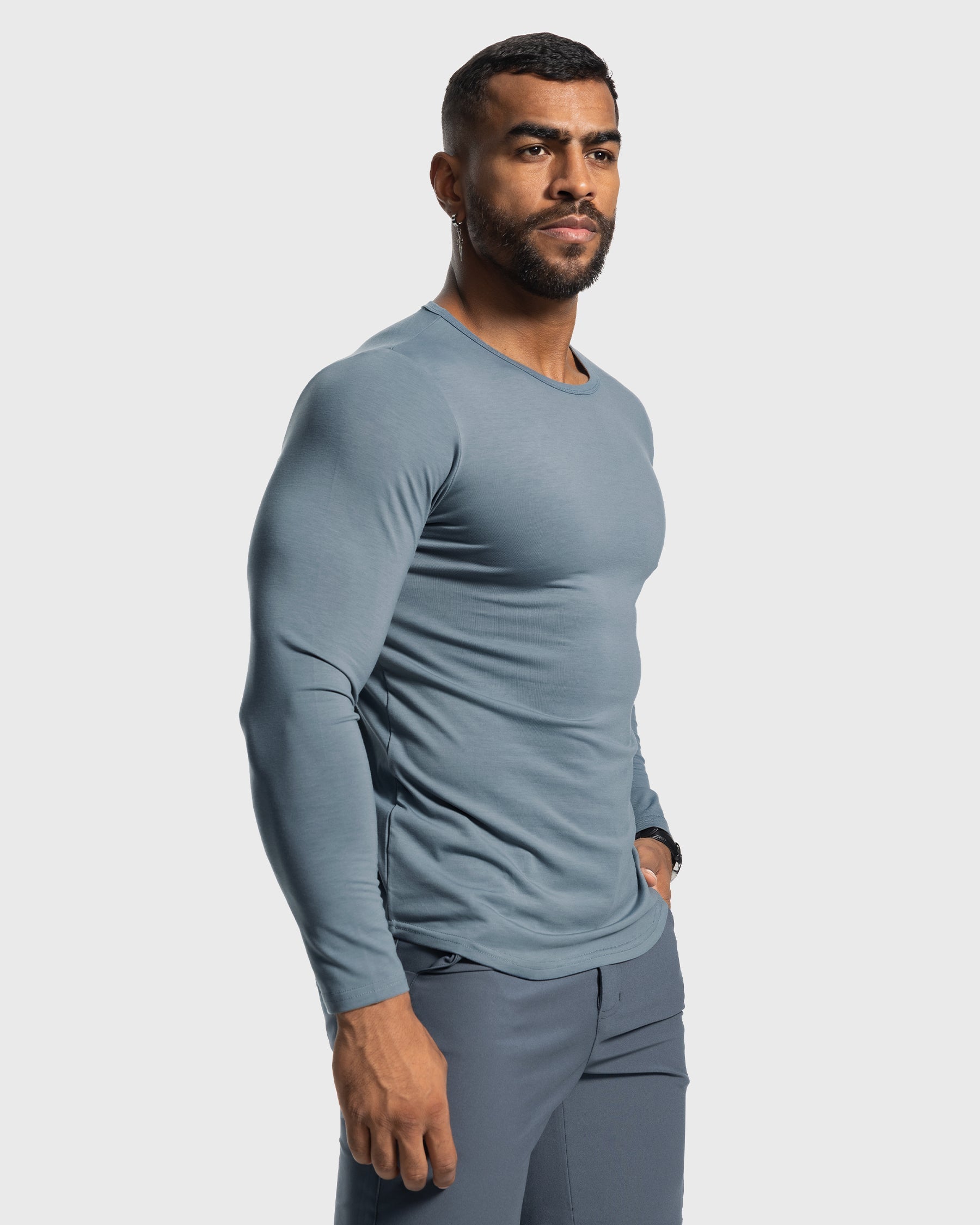All Day Elite Curve-Hem Tee Stretch Long Sleeve