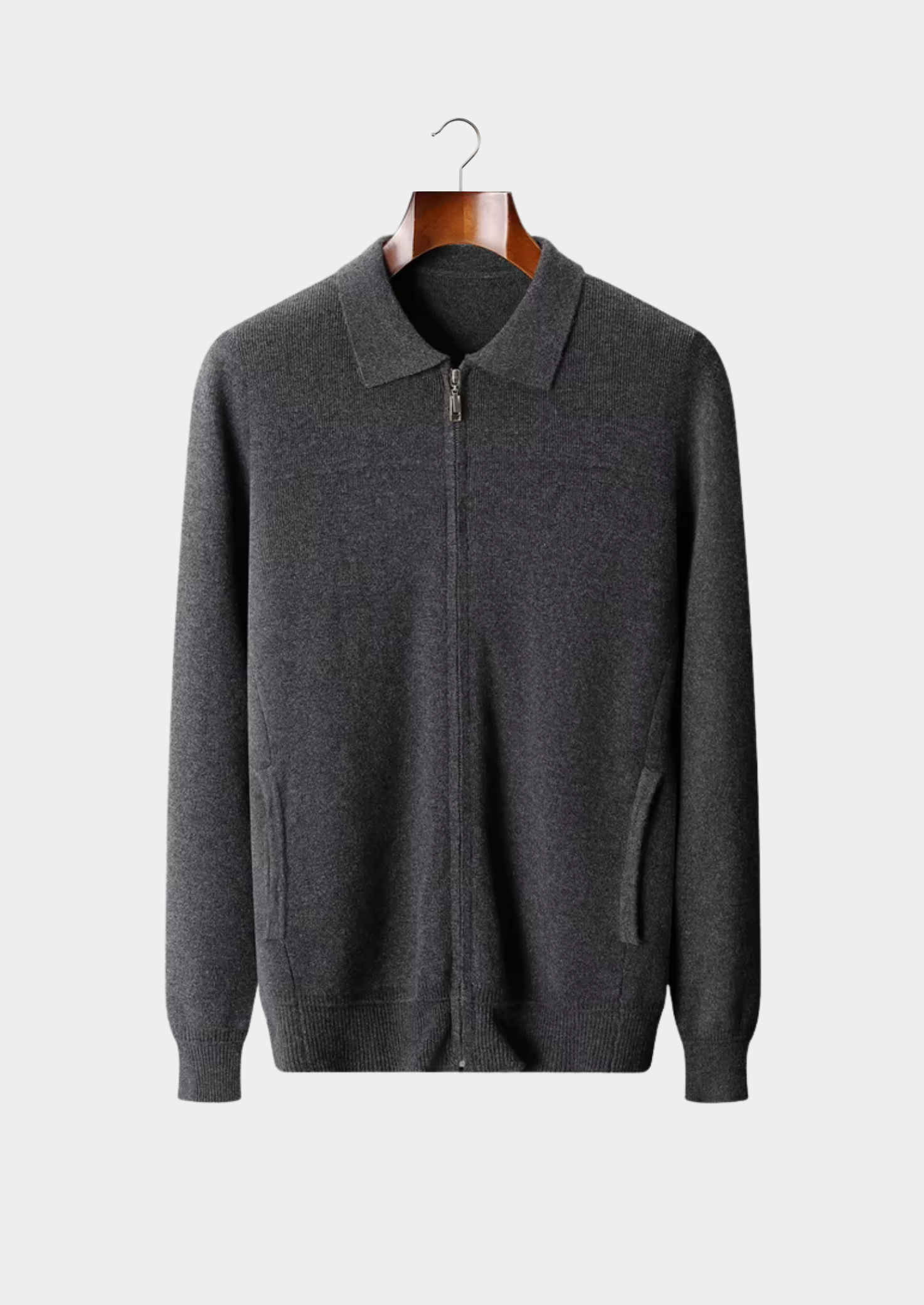 PURE EXTRA-FINE MERINO Vlněný Žebrovaný Polo Cardigan