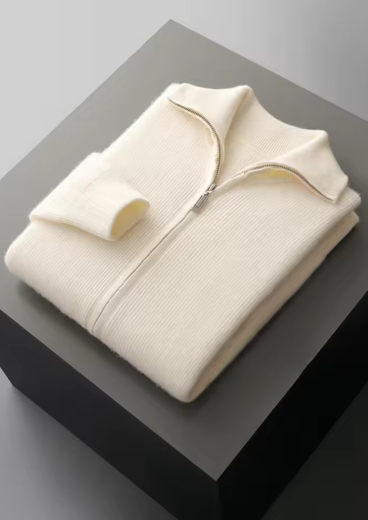 PURE EXTRA-jemná merino vlna žebrovaný kardigan na zip