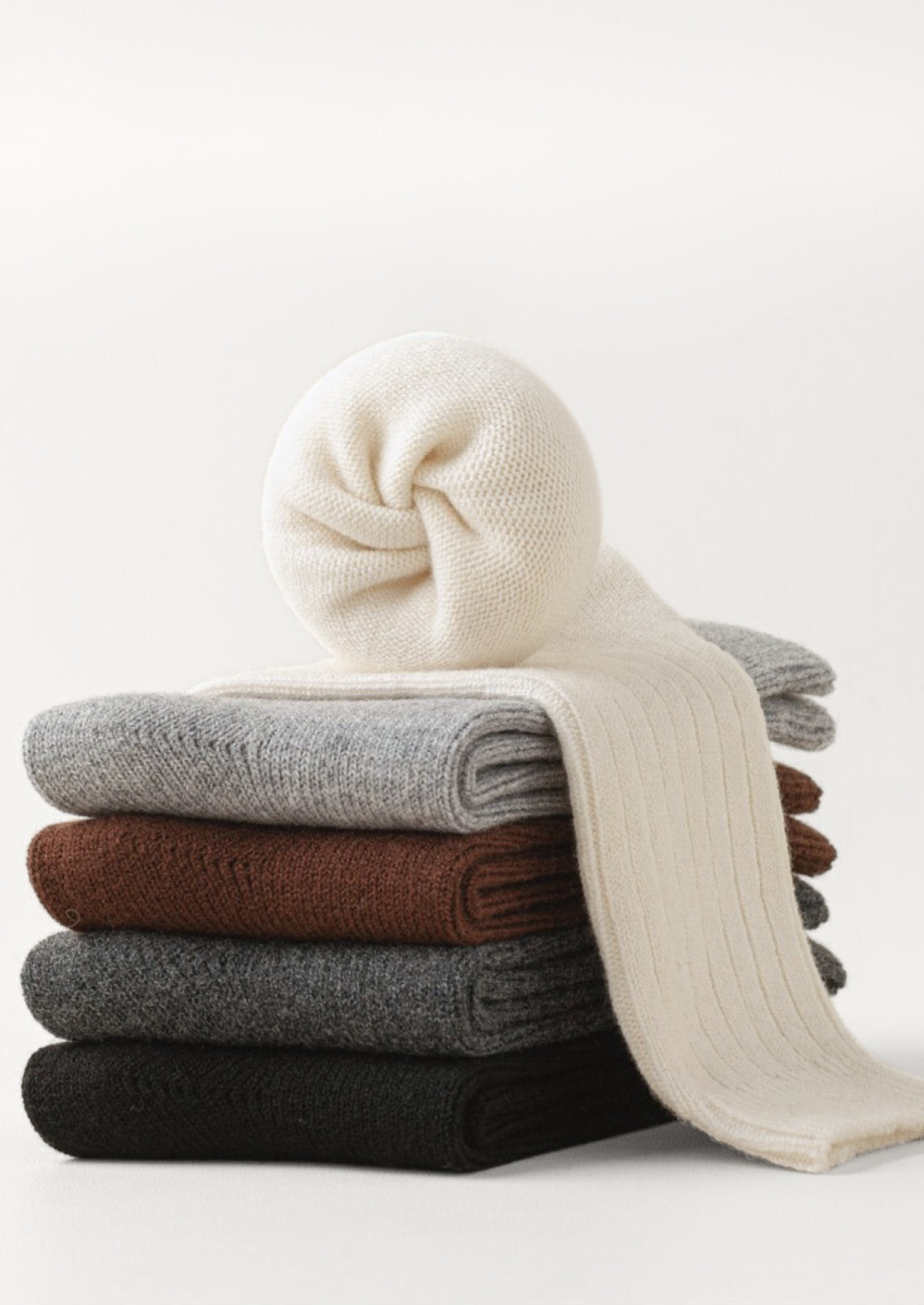 Světlé šedé ultraměkké pletené merino vlněné ponožky