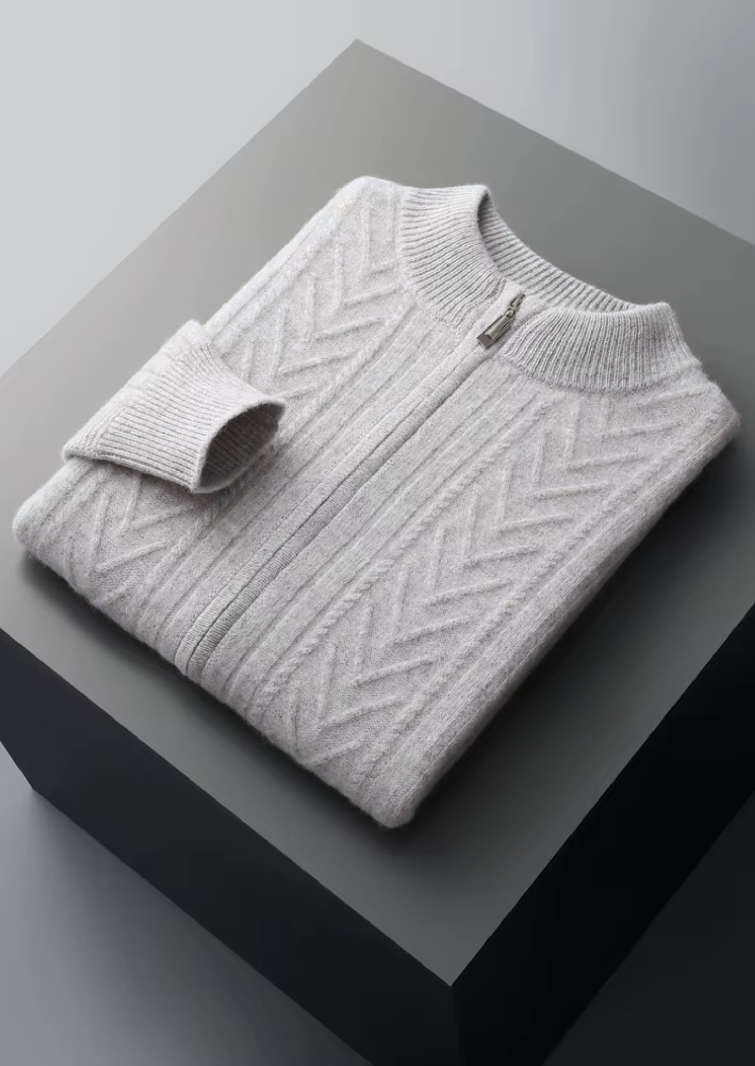 PURE EXTRA-jemná merino vlna vzorovaný zapínací svetr