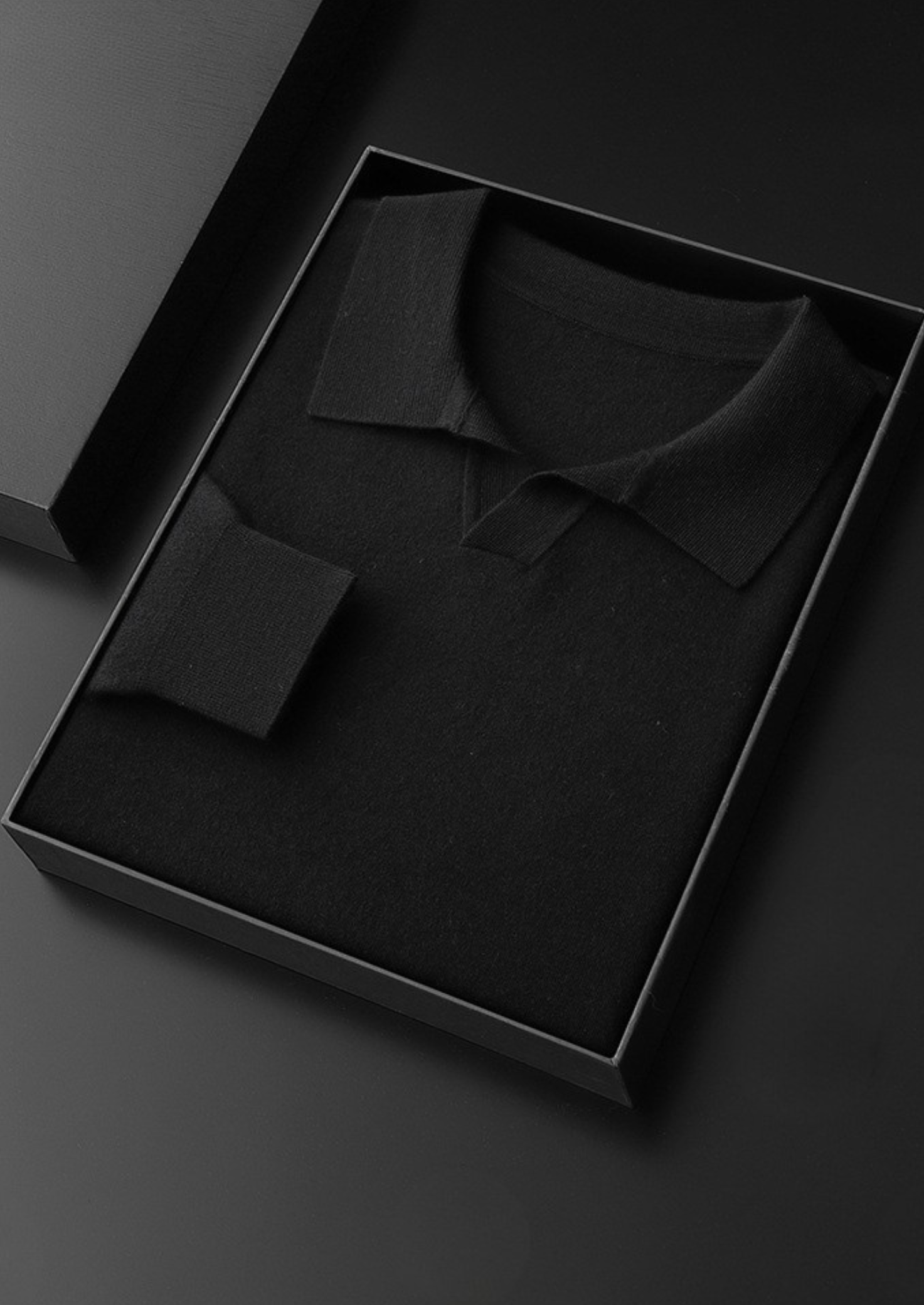 Prémiový kašmírový svetr bez knoflíků polo