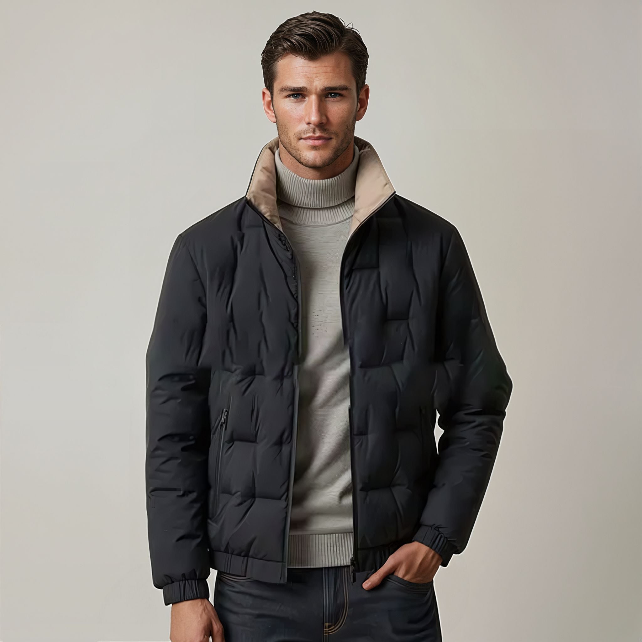 Pánská černá prošívaná bunda