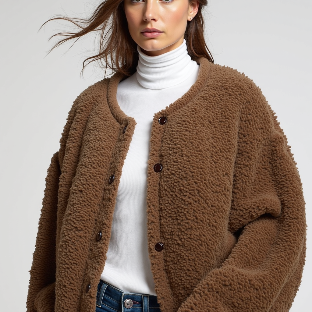 Fleecová bunda – s knoflíky vpředu – pohodlný zimní základ