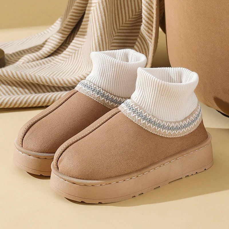 Dámské plyšové domácí kotníkové pantofle