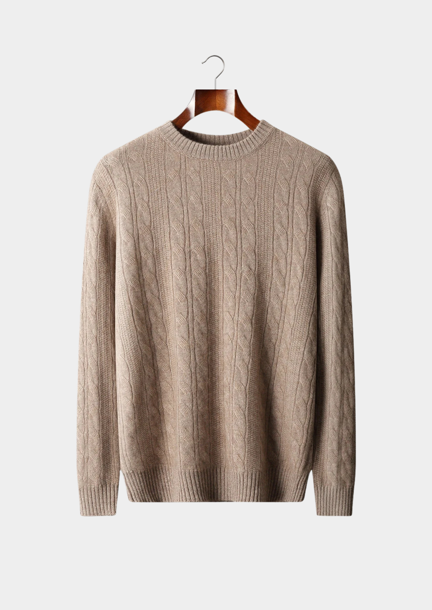 PURE EXTRA-FINE MERINO WOOL CABLE CREWNECK