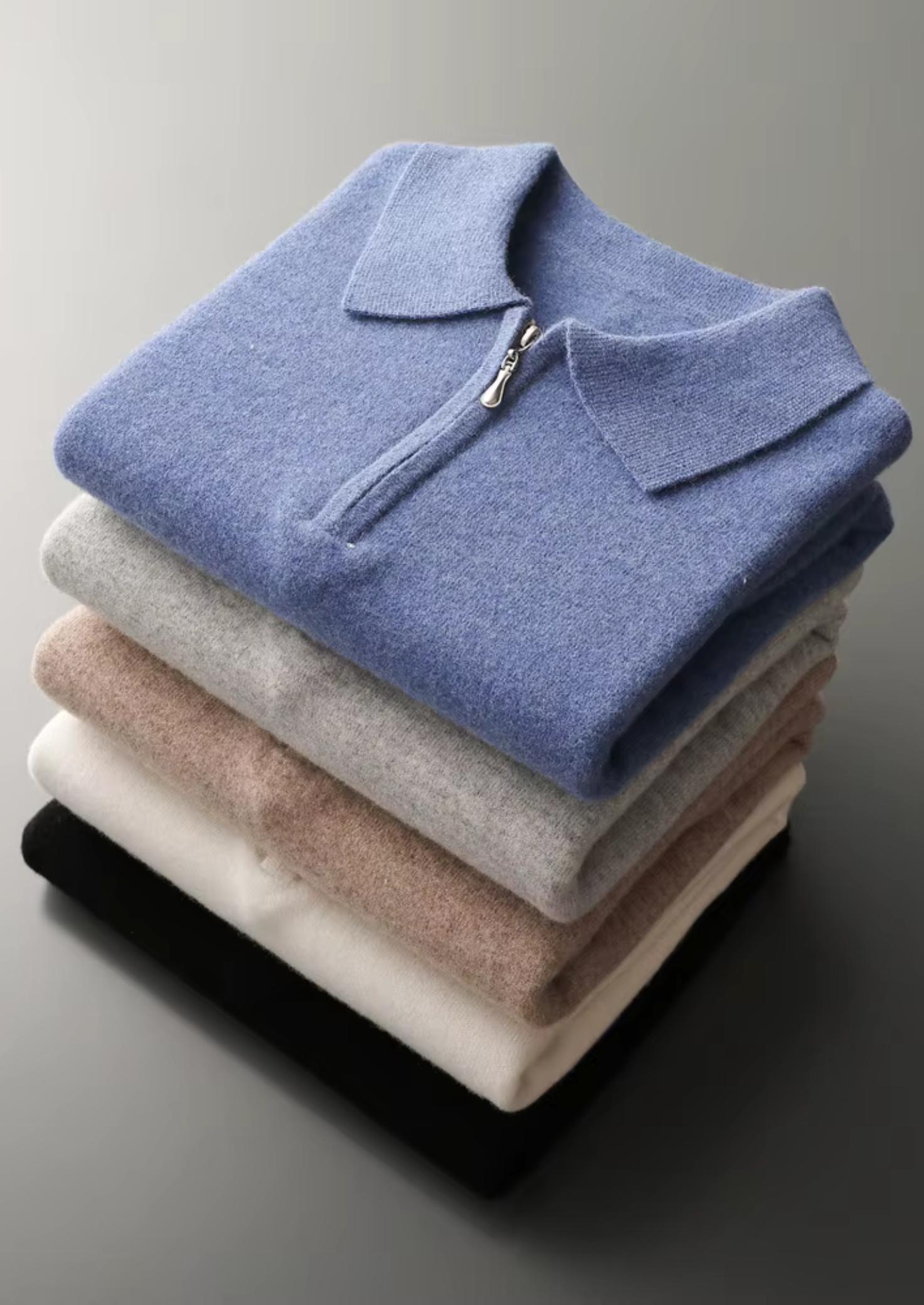 Polo s polovičním zipem z jemné merino vlny PURE