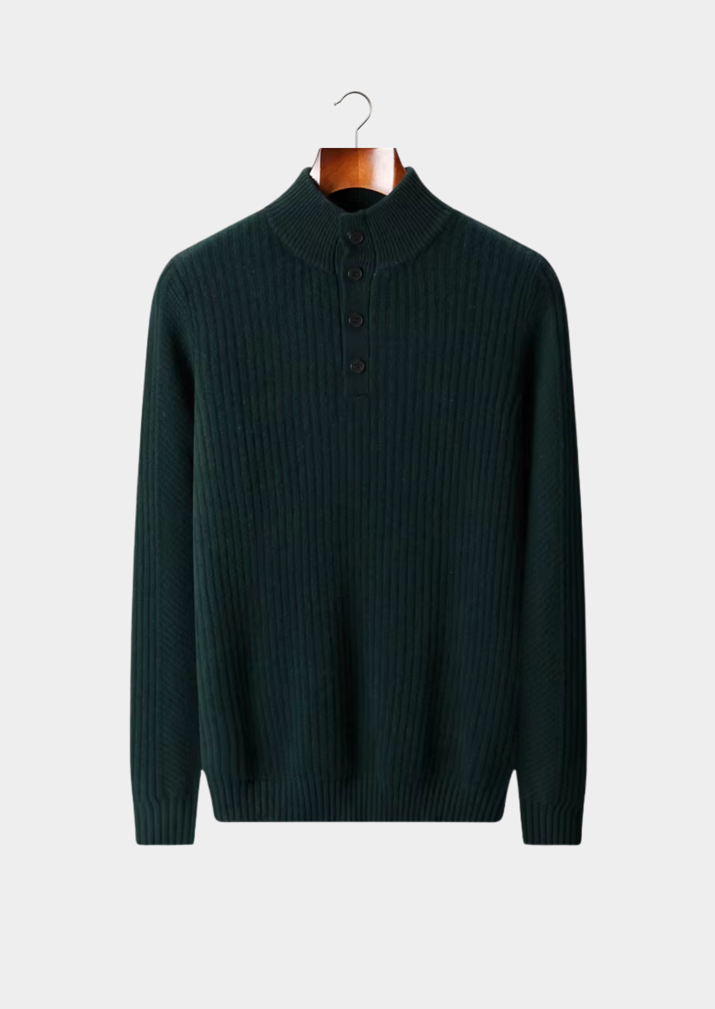 PURE EXTRA-FINE MERINO Vlněný pletený svetr s žebrováním Henley