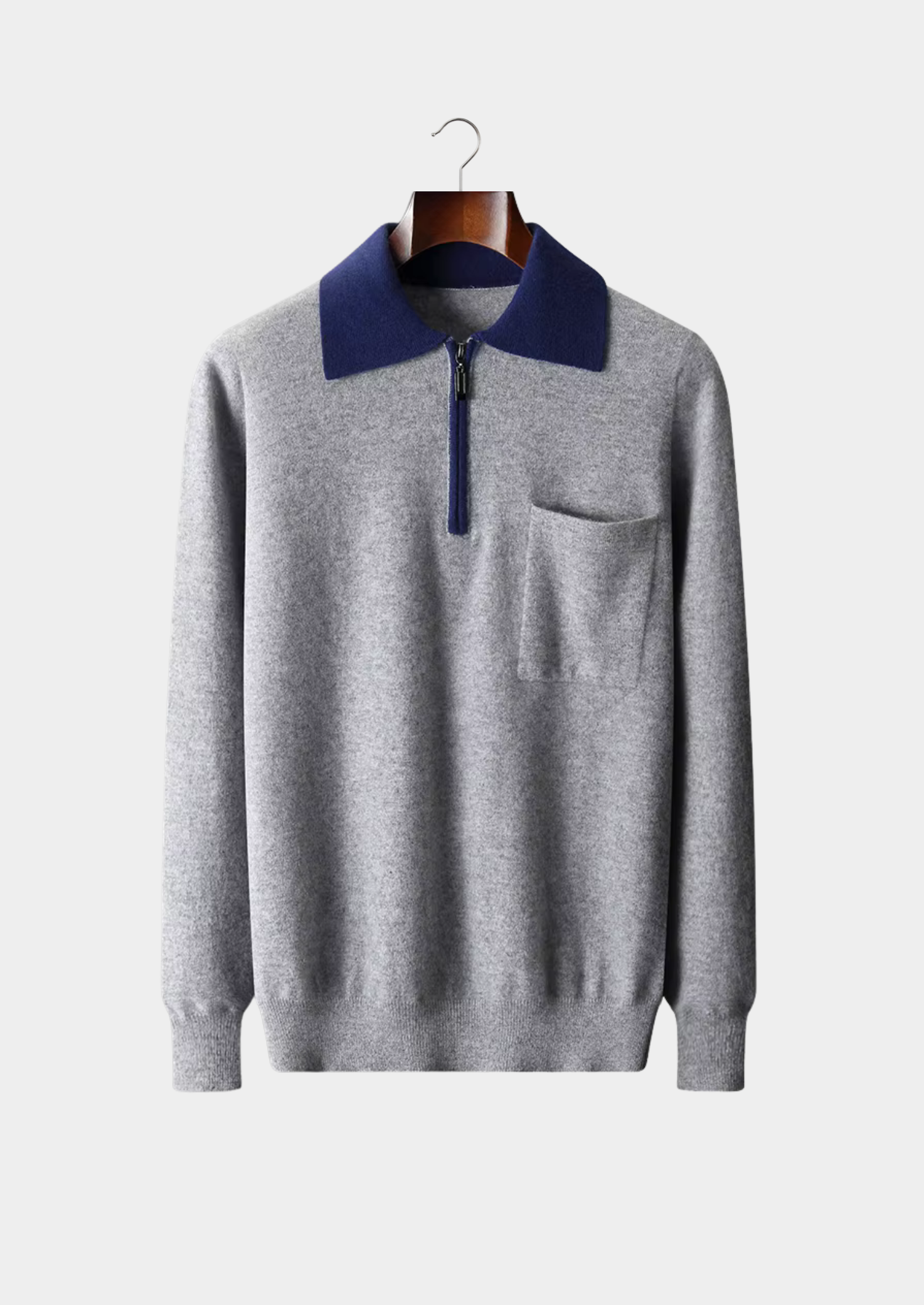 Prémiové polo s dvojitým tónem z kasmíru na zip