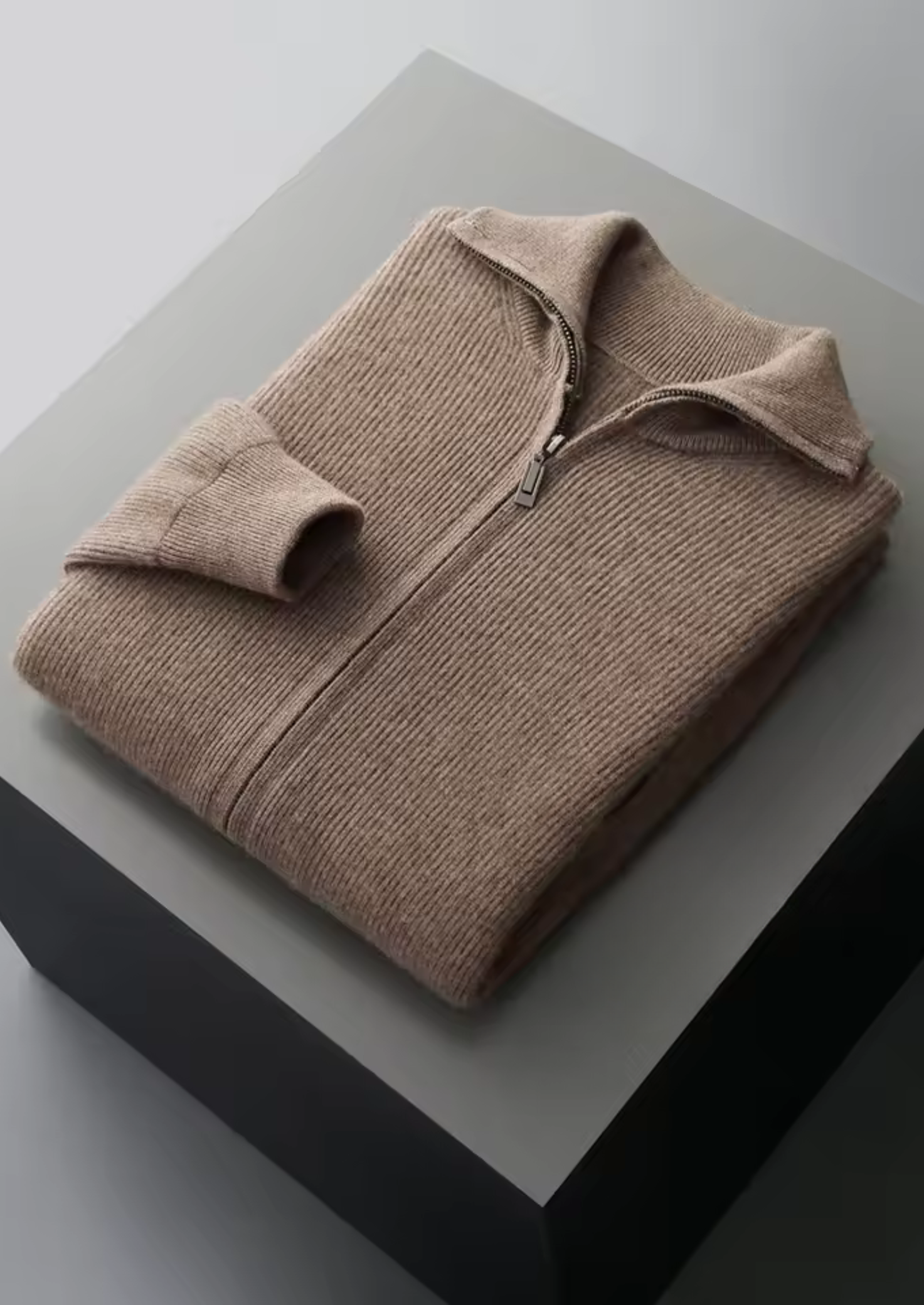 PURE EXTRA-jemná merino vlna žebrovaný kardigan na zip