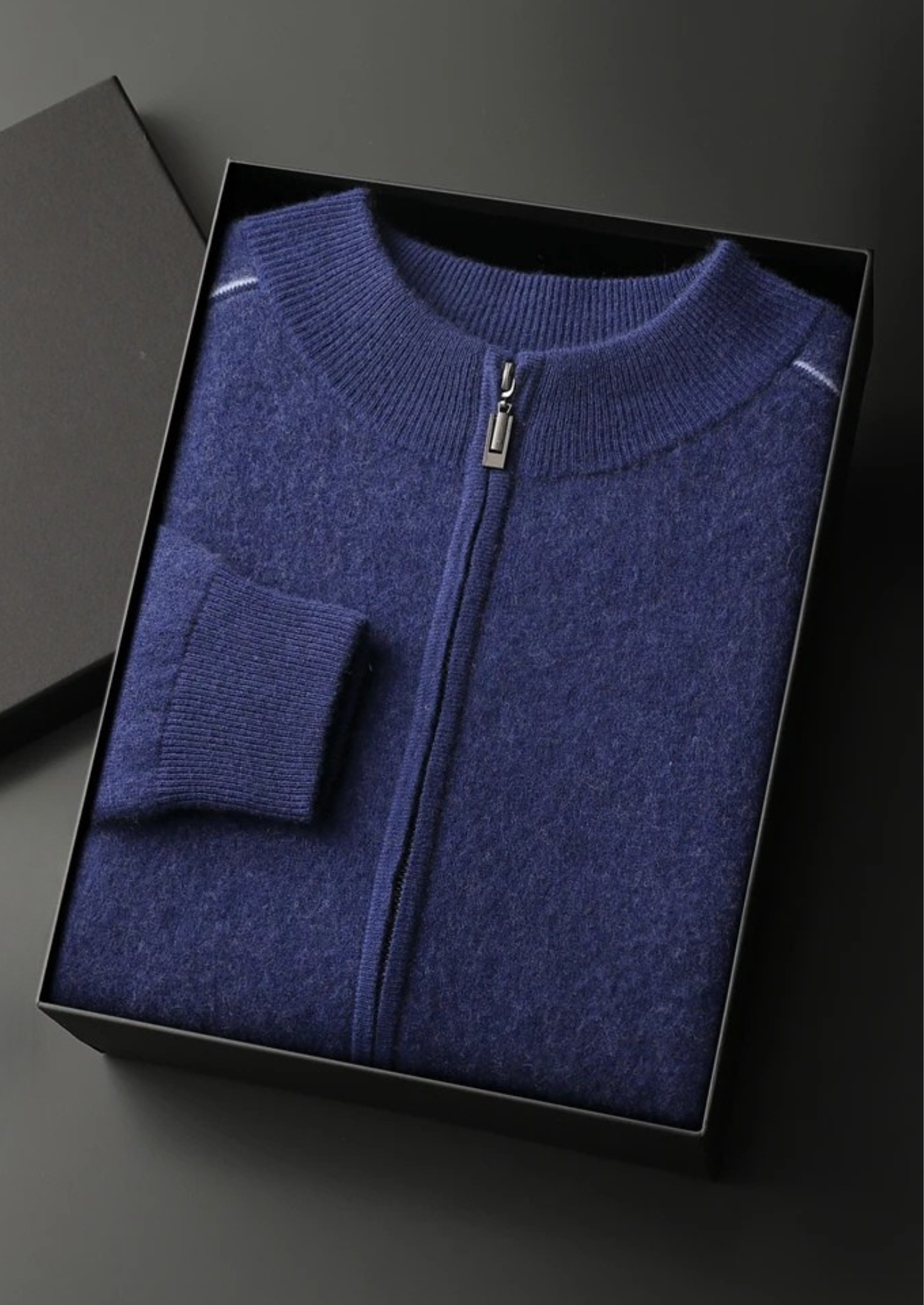 PREMIOVÝ KAŠMÍROVÝ dvoubarevný zipový svetr