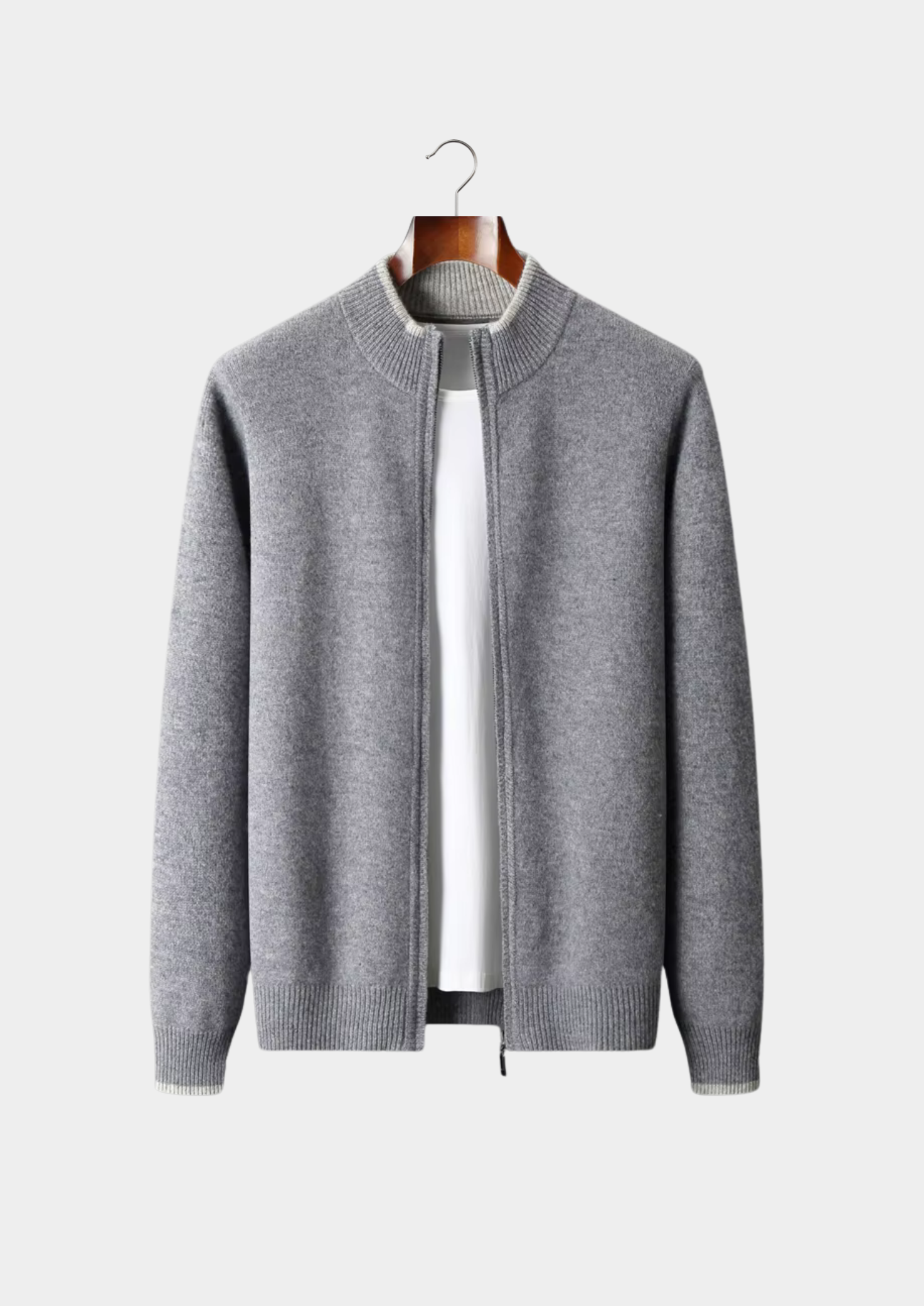 PURE EXTRA-FINÁ MERINO VLNA DVOJBAREVNÝ ZIP CARDIGAN