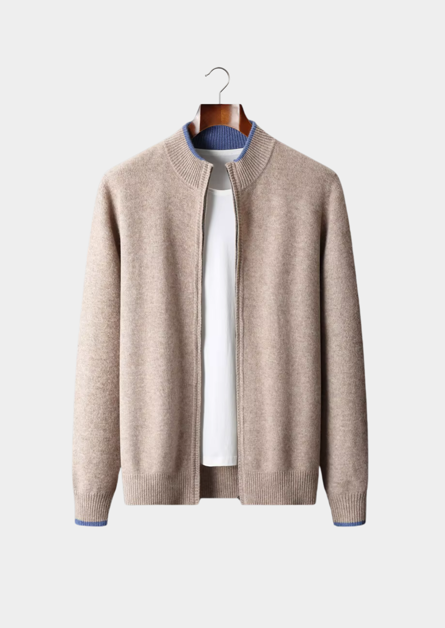 PURE EXTRA-FINÁ MERINO VLNA DVOJBAREVNÝ ZIP CARDIGAN