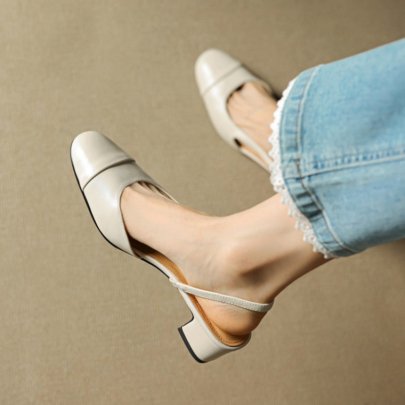 Elegantní kožené sandálky na podpatku