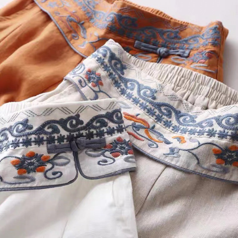 Korálové bavlněné kalhoty