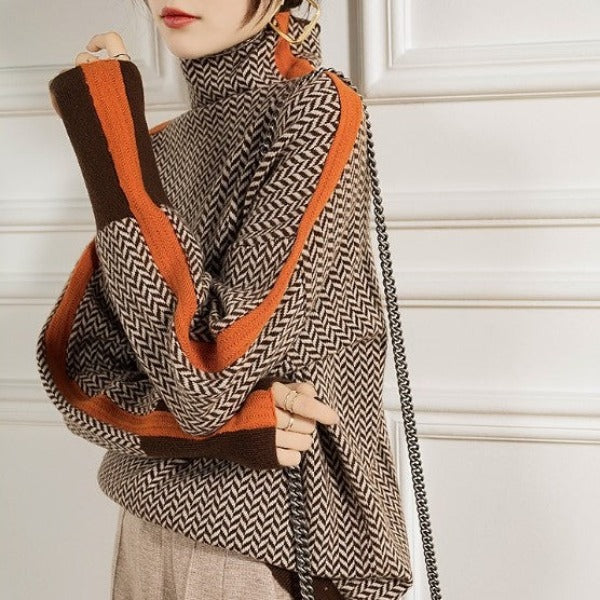 Klára | Rolákový svetr s kontrastními pruhy